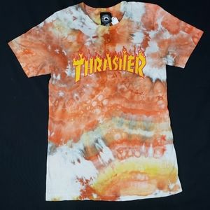 CUSTOM Thrasher Tee Tie Dye Upcycled XS Extra Small Skateboard
